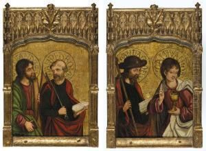 Active In Castile During The Early 16th Century
Saints John The Evangelist And James The Greater;
Saints James And Andrew by Ventosilla Master Of