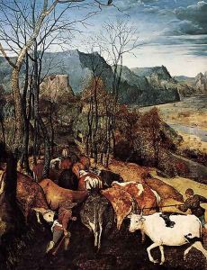 The Return of the Herd [detail] (or November) I by Pieter the Elder Bruegel