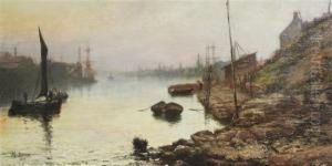 Shipping On An Estuary At Dawn by L Ventress