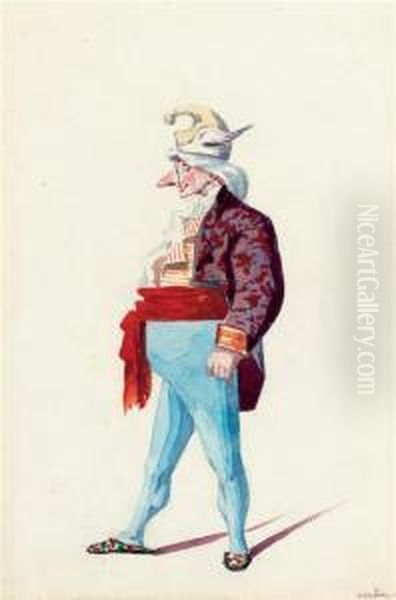 Study Of A Man In Carnival Costume - view 1