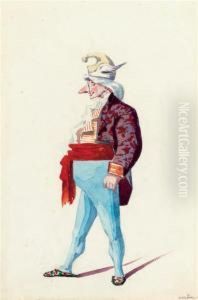 Study Of A Man In Carnival Costume by Domenico Ventura