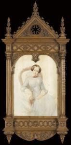 Portrait Of A Young Lady, Seated In A Floral Embroidered Armchair by Domenico Ventura