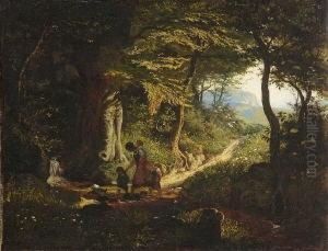 Waldlandschaft. by Albert Franz Venus