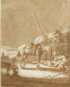 Voyageurs Se Reposant by Cornelis Verbeeck