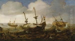 Schiffe Auf Sturmischersee by Cornelis Verbeeck