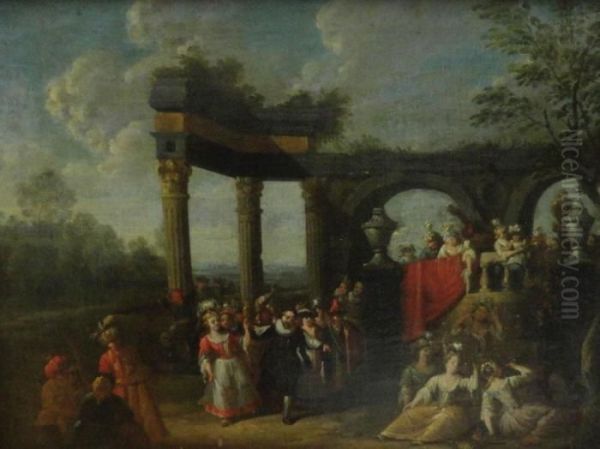 Bal Costume Dans Une Colonnade - view 1