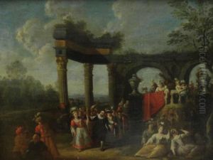 Bal Costume Dans Une Colonnade