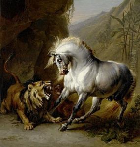 A Horse Attacked By A Lion