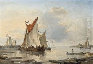 Voiliers Dans La Crique by Louis Verboeckhoven