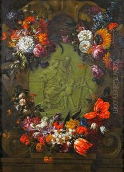 "orla De Flores Con Relieve De Sagrada Familia" - view 1