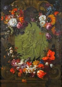 "orla De Flores Con Relieve De Sagrada Familia" by Caspar Pieter I Verbrugghen