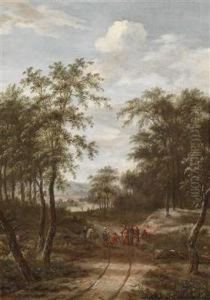 A Wooded Landscape With Christ And Theapostles On Their Way To Emmaus