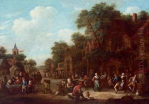 Kermesse Contadina In Un Villaggio Olandese by Rutger Verburgh
