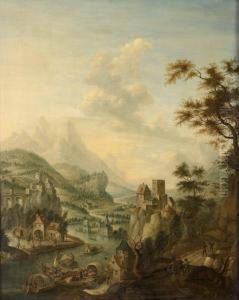 Hoglant Landskap Med Figurer Vid Borg by Cornelis Verdonck