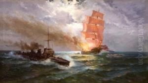 Marina Con Barcos De Guerra by Ricardo Verdugo Landi