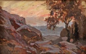 Les Rochers A Fontainebleau by Raymond Jean Verdun