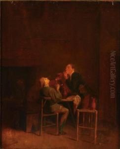 Peasants Smoking And Drinking In An Interior by Pieter Harmensz Verelst