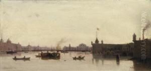 View Of The Peter-paul Fortress And The Stock Exchange, St Petersburg by Petr Petrovich Vereshchagin