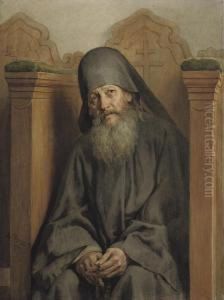 A Monk At Prayer by Vasilii Petrovich Vereshagin