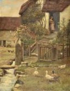 Scene De Cour De Ferme by Arthur Verey
