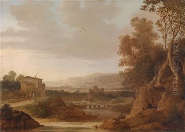 Southern River Landscape With Bridge And Shepherd Group - view 1