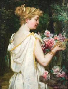 Jonge Vrouw Met Bloemen by Frans Verhas