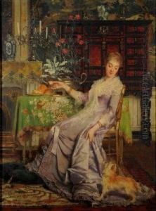 Dame In Interieur by Frans Verhas