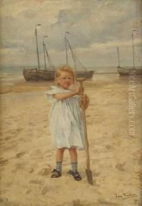 Gamine Sur La Plage Deheyst by Jan Francios Verhas