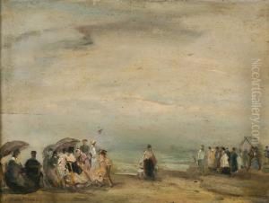 View On A Crowded Beach by Jan Francios Verhas