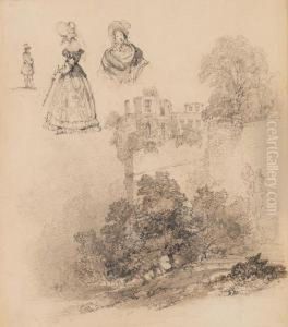 Stadt- Und Landschaftsansichten Sowie Einefigurenstudie. by Theodor Verhas
