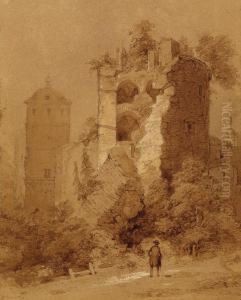 Der Krautturm (gesprengte Turm) Des Heidelberger Schlosses by Theodor Verhas