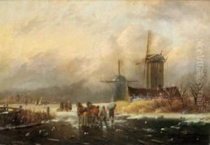 Dutch Winter Landscape by Hendrik Frederik Verheggen
