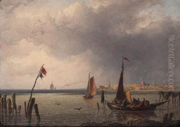 Fishingboats In Inland Waters, A Storm Approaching In Thedistance - view 1