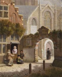 Children Playing Near A Towngate