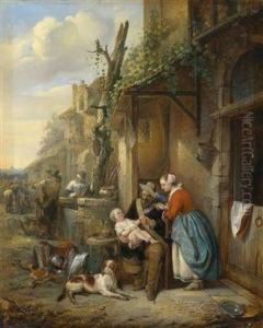 The Landsknechts Relaxing by Adrien Joseph Verhoeven-Bell