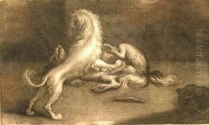 Two Bolognese Dogs Playing by Nicolaes Verkolye