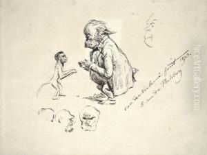 Couple De Singes Et Autoportraits Simiesques
