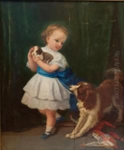 Fillette Aux Chiens by Charles Verlat