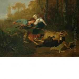 Fending Off The Wolf by Charles Verlat