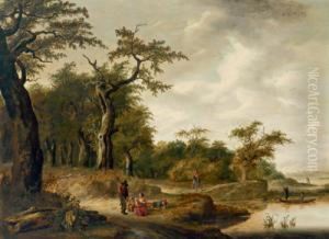 Paesaggio Boschivo Di Haarlem Con Figure by Jan Wijnants