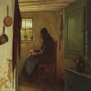 Interior With Woman by Gustav Vermehren