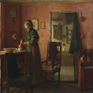 Interior With Farmer's Wife by Gustav Vermehren
