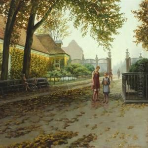 Scenery From The Gates Of Frederiksberg Garden, Copenhagen by Sophus Vermehren