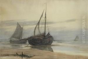 Boten Op Het Strand by Geo Vermeire