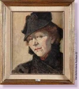 Portrait De Femme Au Chapeau Noir by Geo Vermeire