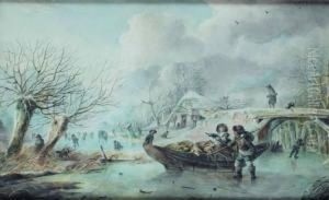 Winterlandschap Met Schaatsenrijders by Andries Vermeulen