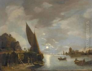 Canal Landscape In The Moonlight