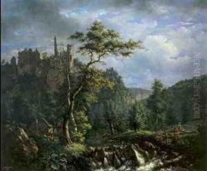 Mittelgebirgslandschaft Mit Einer Burgruine