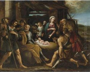 The Adoration Of The Shepherds by Giuseppe Vermiglio