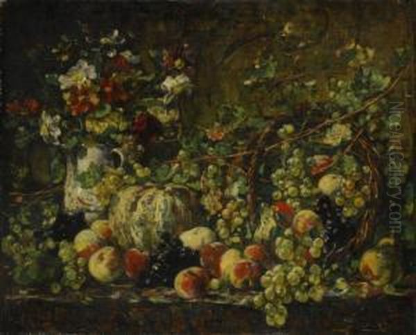 Fruits Et Fleurs Sur Un Entablement - view 1